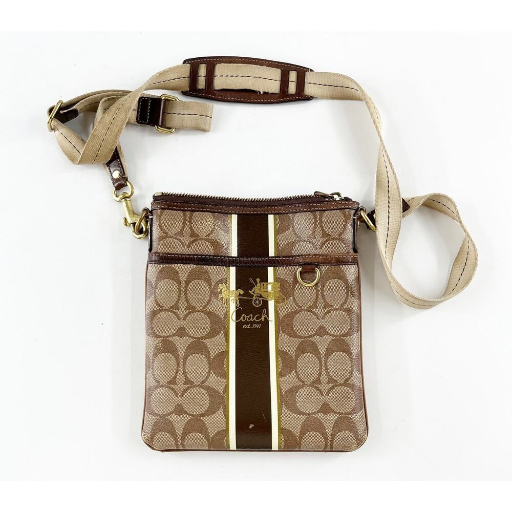Coach Heritage Signature C Crossbody Messenger Bag Purse Brown